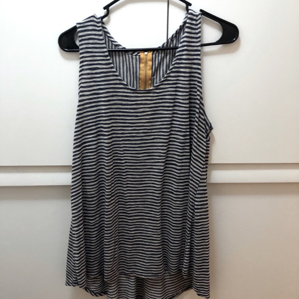 Blue and white knit tank